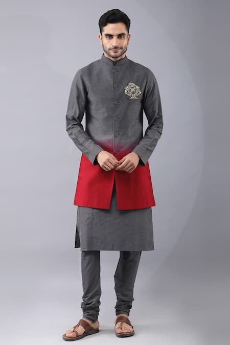 Manish Nagdeo Shaded Embroidered Bundi Kurta Set 