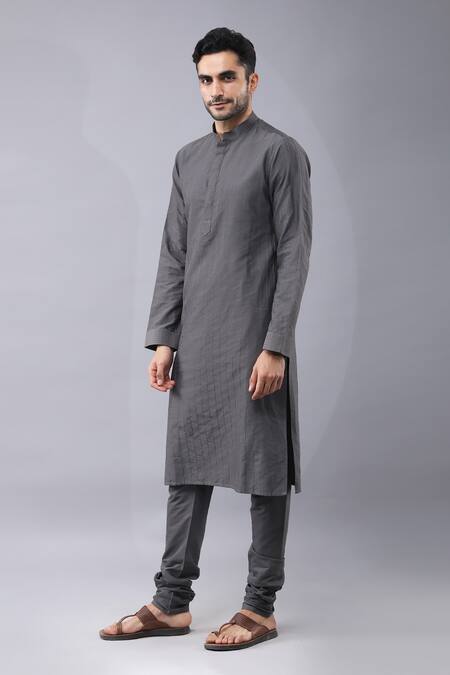 Buy Manish Nagdeo Gray Silk, Cotton Embroidery Shaded Bundi Kurta Set Online at Aza Fashions Buy_Manish Nagdeo_Gray Silk, Cotton Embroidery Shaded Bundi Kurta Set _Online_at_Aza_Fashions