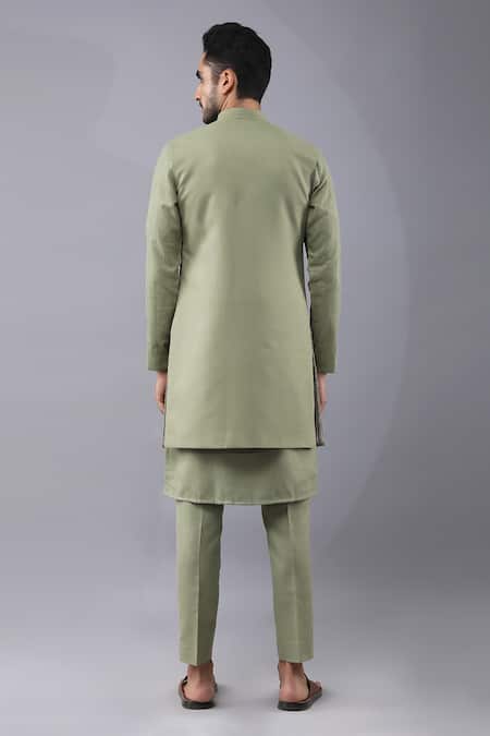 Shop Manish Nagdeo Green Silk Embroidery, Diamonds Dori Work Bundi Set at Aza Fashions Shop_Manish Nagdeo_Green Silk Embroidery, Diamonds Dori Work Bundi Set _at_Aza_Fashions