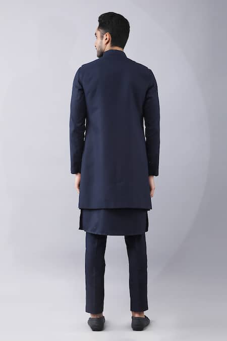 Shop Manish Nagdeo Blue Silk Embroidery Dori Bundi Kurta Set at Aza Fashions Shop_Manish Nagdeo_Blue Silk Embroidery Dori Bundi Kurta Set _at_Aza_Fashions