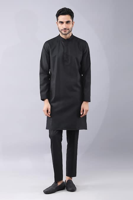 Manish Nagdeo Black Silk Embroidery Placement Print Bundi Kurta Set Online at Aza Fashions Manish Nagdeo_Black Silk Embroidery Placement Print Bundi Kurta Set _Online_at_Aza_Fashions