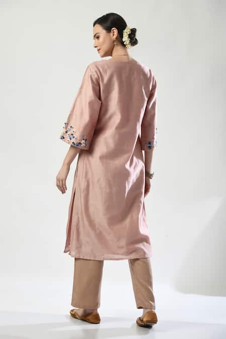 5cross Ajit Kumar Floral Blossom Dori Embroidered Kurta Pant Set 