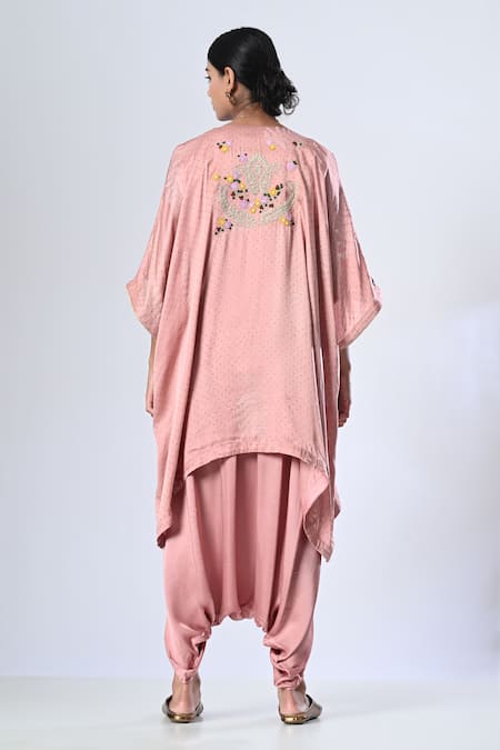 5cross Ajit Kumar Scallop Floral Embroidered Shrug Dhoti Pant Set 