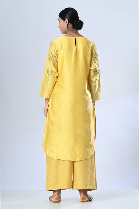 5cross Ajit Kumar Flower Vine Embroidered Kurta Palazzo Set 