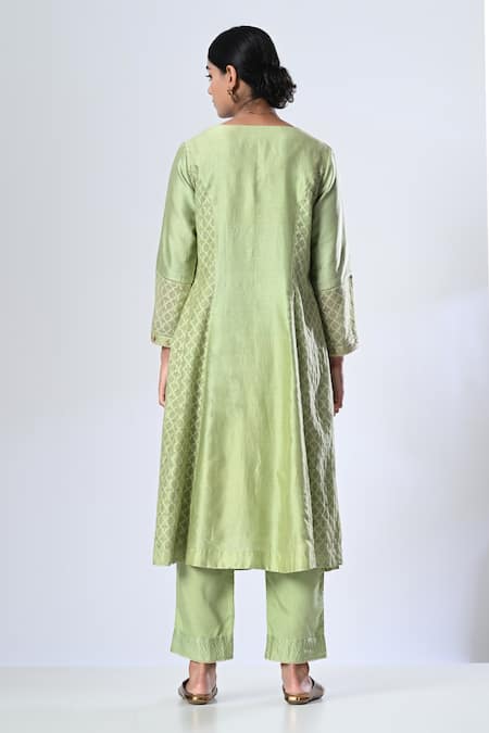 5cross Ajit Kumar Princess Seam Embroidered Kurta Palazzo Set 