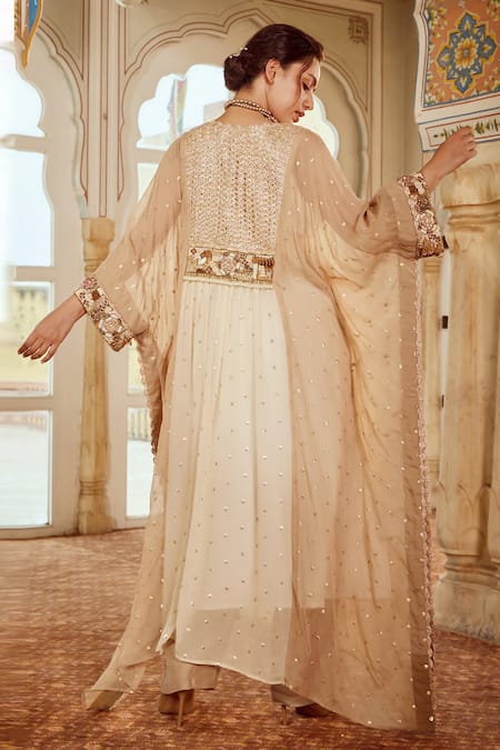 Nikita Vishakha Sequin Embroidered Asymmetric Kaftan & Pant Set 