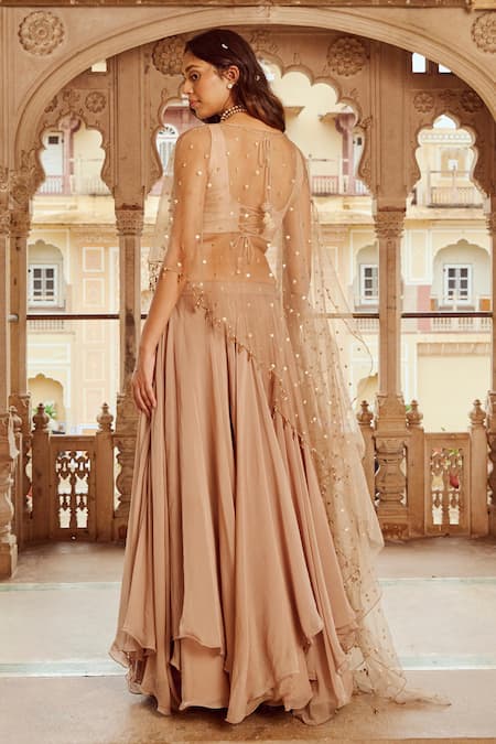 Nikita Vishakha Floral Beads Embroidered Asymmetric Lehenga Set 