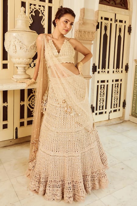 Nikita Vishakha Scallop Mesh Embroidered Lehenga Set 