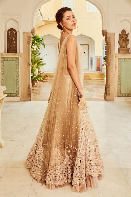 Nikita Vishakha Scallop Mesh Embroidered Lehenga Set 