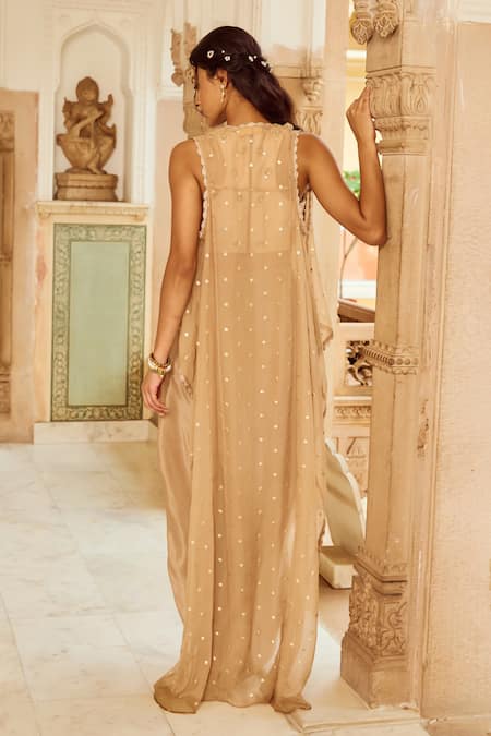 Nikita Vishakha Floral Embroidered Blouse & Draped Skirt Set 