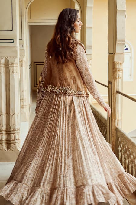 Nikita Vishakha Paisley Embroidered Scallop Jacket With Gown 