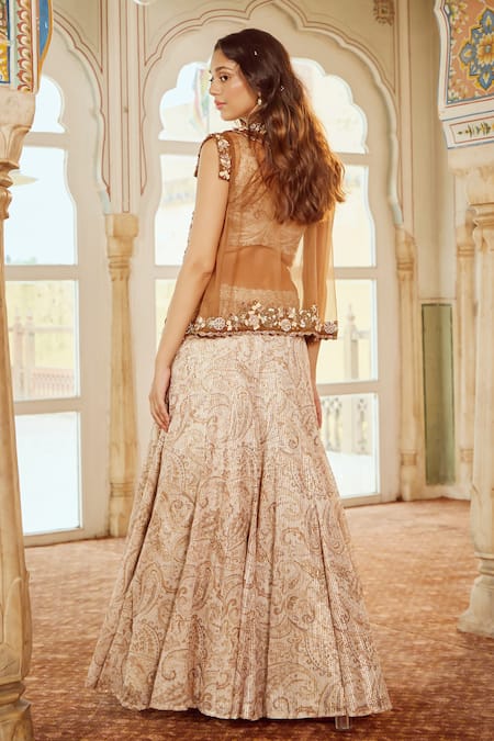 Nikita Vishakha Paisley Embroidered Scallop Jacket & Lehenga Set 