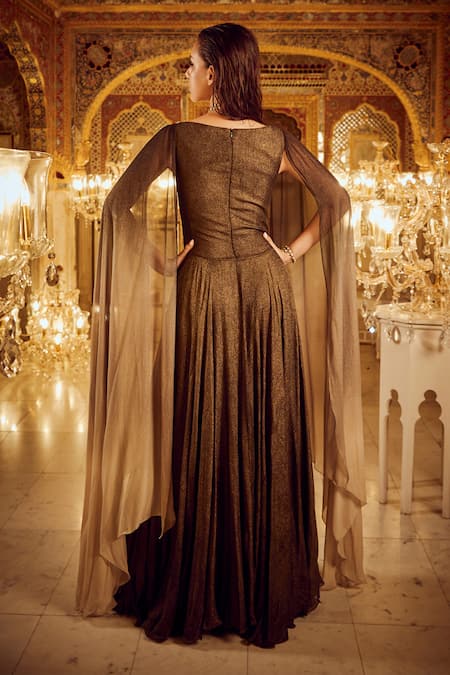 Nikita Vishakha Ombre Embellished Winged Gown 