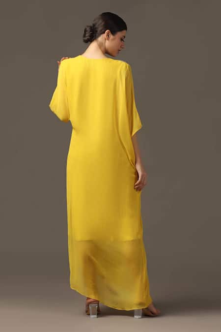 Two Sisters By Gyans Leaf Placement Embroidered Draped Dress 
