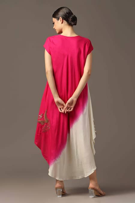 Two Sisters By Gyans Silk Placement Embroidered Layered Dress 