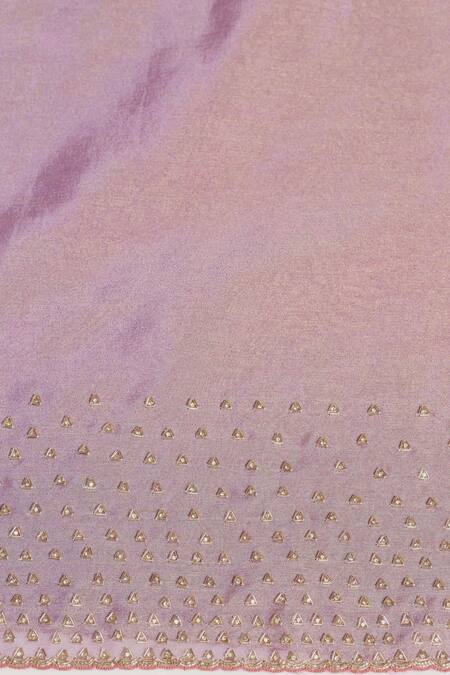 Two Sisters By Gyans_Pink Georgette, Tissue Cut Border Embroidered Saree With Unstitched Blouse Piece _at_Aza_Fashions