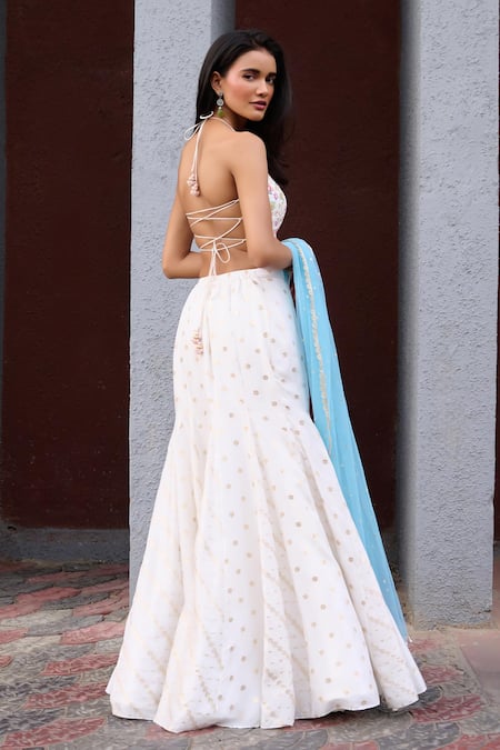 Chamee And Palak Ivory Silk, Net Sequins, Embroidery, Anaisa Floral Woven Gusset Lehenga Set Online at Aza Fashions Chamee And Palak_Ivory Silk, Net Sequins, Embroidery, Anaisa Floral Woven Gusset Lehenga Set _Online_at_Aza_Fashions