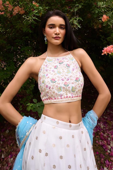 Buy Chamee And Palak Ivory Silk, Net Sequins, Embroidery, Anaisa Floral Woven Gusset Lehenga Set Online at Aza Fashions Buy_Chamee And Palak_Ivory Silk, Net Sequins, Embroidery, Anaisa Floral Woven Gusset Lehenga Set _Online_at_Aza_Fashions