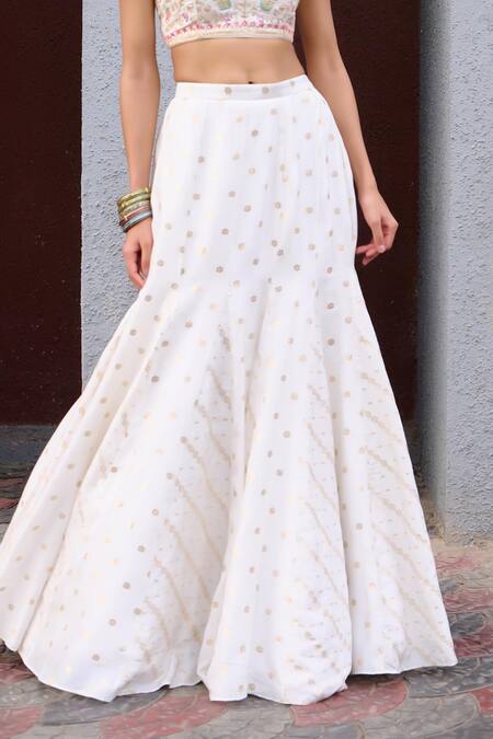 Chamee And Palak Ivory Silk, Net Sequins, Embroidery, Anaisa Floral Woven Gusset Lehenga Set at Aza Fashions Chamee And Palak_Ivory Silk, Net Sequins, Embroidery, Anaisa Floral Woven Gusset Lehenga Set _at_Aza_Fashions