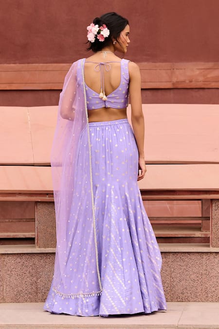 Chamee And Palak Purple Silk, Net Beads Zara Floral Woven Gusset Lehenga Set Online at Aza Fashions Chamee And Palak_Purple Silk, Net Beads Zara Floral Woven Gusset Lehenga Set _Online_at_Aza_Fashions