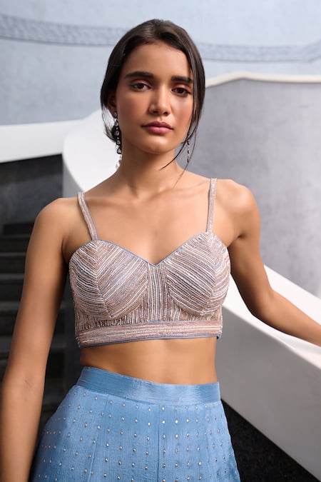 Chamee And Palak Pink Georgette, Silk Pearls, Sequins, Iyana Embroidered Jacket With Pant Set Online at Aza Fashions Chamee And Palak_Pink Georgette, Silk Pearls, Sequins, Iyana Embroidered Jacket With Pant Set _Online_at_Aza_Fashions