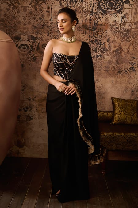 Masumi Mewawalla Pre-Draped Saree With Hand Embroidered Corset 