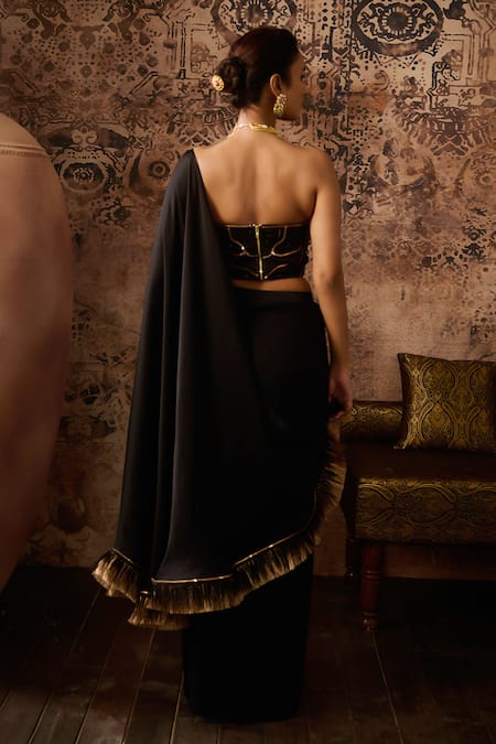 Masumi Mewawalla Pre-Draped Saree With Hand Embroidered Corset 