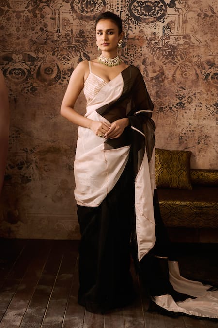 Masumi Mewawalla Dual Tone Saree With Hand Embroidered Blouse 