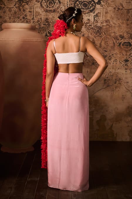 Masumi Mewawalla 3D Hand Embroidered Blouse With Skirt 