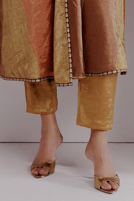 Taisha Multi Color Silk Embroidery V-neck, Hema Botanical Kimono Jacket And Pant Set Online at Aza Fashions Taisha_Multi Color Silk Embroidery V-neck, Hema Botanical Kimono Jacket And Pant Set _Online_at_Aza_Fashions