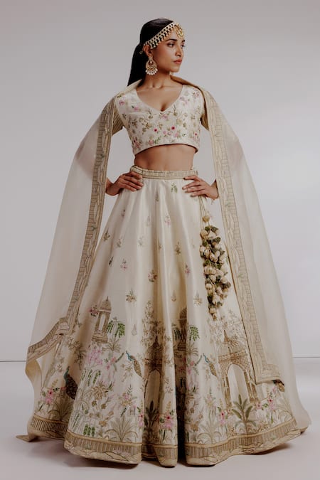 Taisha Bahaar Mughal Garden Applique Embroidered Lehenga Set 