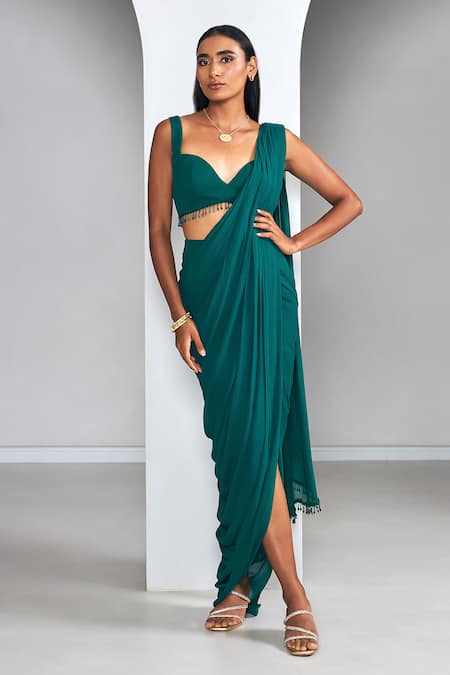 Ankita Bajaj Label Enchanted Forest Pre-Draped Saree With Blouse 
