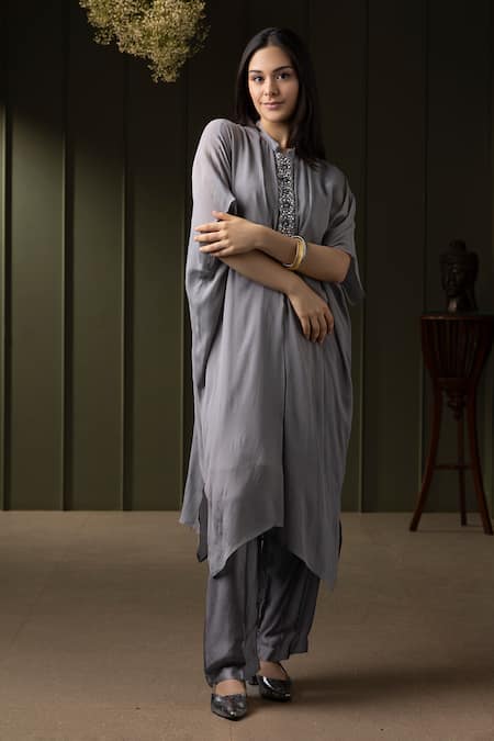 Myst Designs French Knot Embroidered Kaftan With Pant 