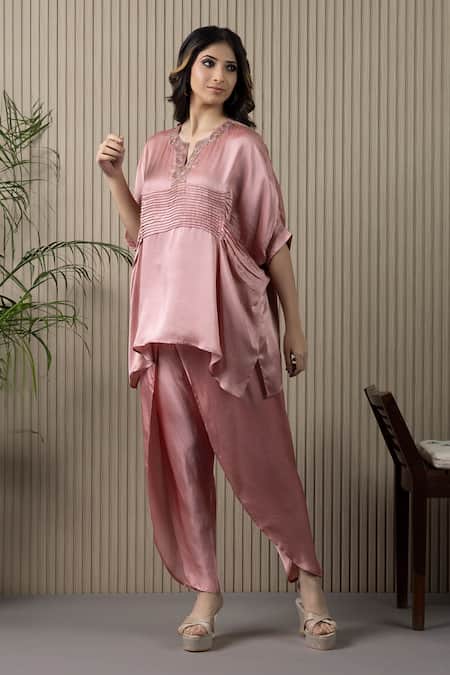Myst Designs Pleated & Beads Embroidered Top With Dhoti Pant 