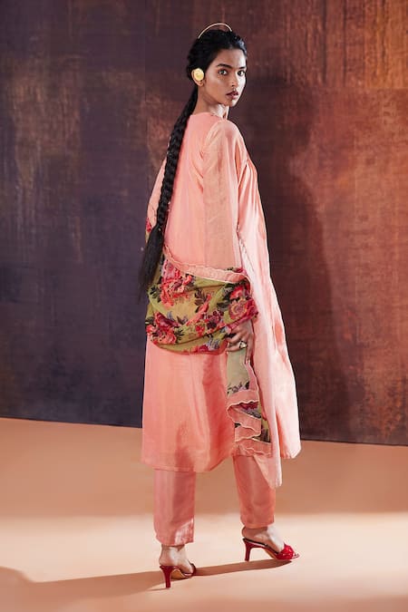 Affroz Neckline Embroidered A-Line Pleated Kurta Set 