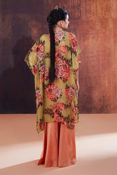Affroz Floral Print Jacket Sharara Set 