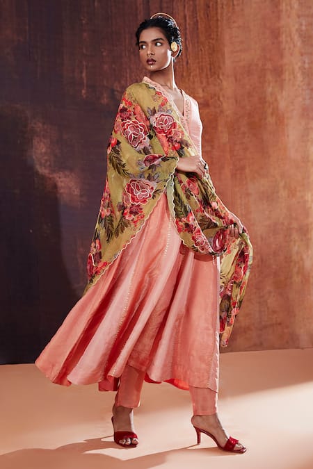 Affroz Floral Neckline Embroidered Anarkali Set 