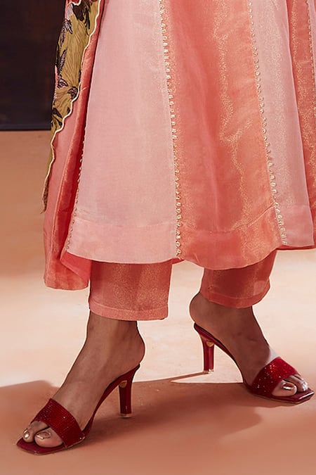 Affroz Pink Tissue, Silk Beads, Sequins, Embroidery Floral Neckline Anarkali Set Online at Aza Fashions Affroz_Pink Tissue, Silk Beads, Sequins, Embroidery Floral Neckline Anarkali Set _Online_at_Aza_Fashions