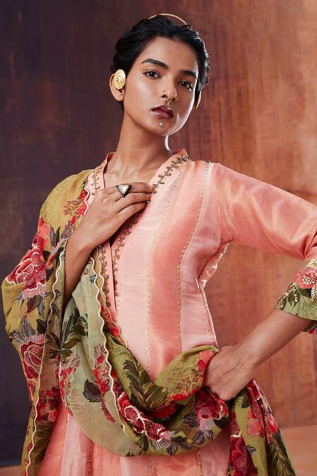 Buy Affroz Pink Tissue, Silk Beads, Sequins, Embroidery Floral Neckline Anarkali Set Online at Aza Fashions Buy_Affroz_Pink Tissue, Silk Beads, Sequins, Embroidery Floral Neckline Anarkali Set _Online_at_Aza_Fashions