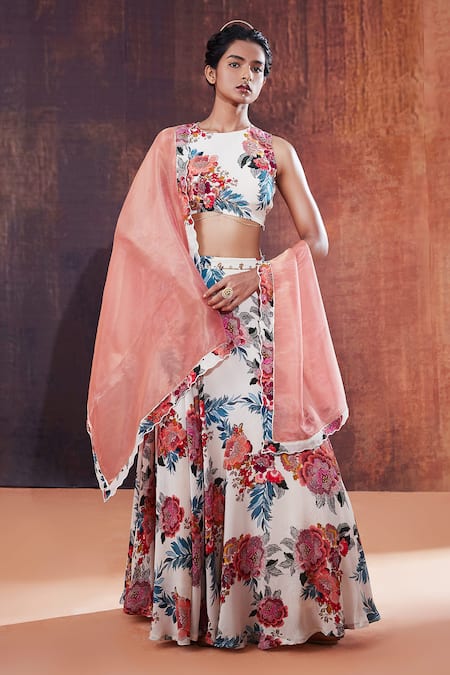 AFFROZ Botanical Print Lehenga Set 