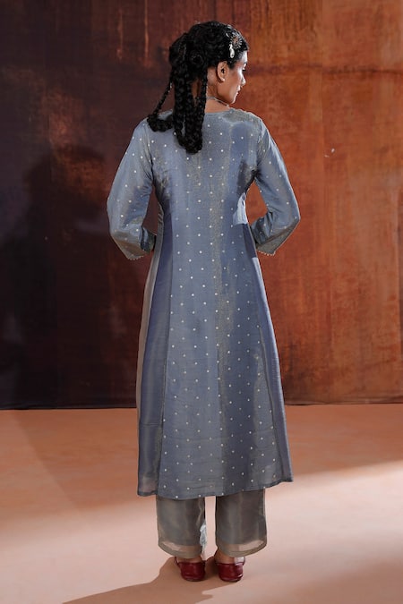 Affroz Polka Dot Woven Panelled Kurta Set 