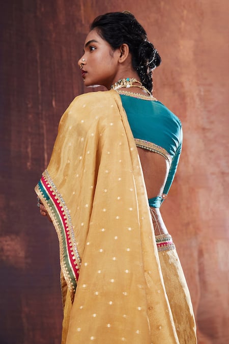 Affroz Polka Dot Woven Saree With Blouse 