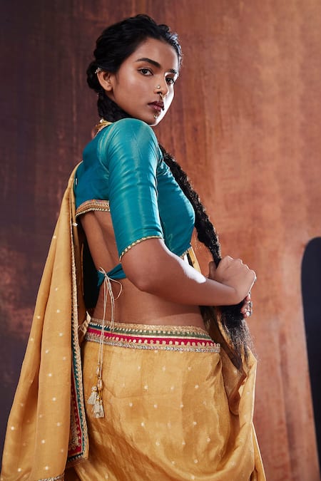 Buy Affroz Gold Silk, Tissue, Jacquard Embroidery Scoop Polka Dot Woven Saree With Blouse Online at Aza Fashions Buy_Affroz_Gold Silk, Tissue, Jacquard Embroidery Scoop Polka Dot Woven Saree With Blouse _Online_at_Aza_Fashions