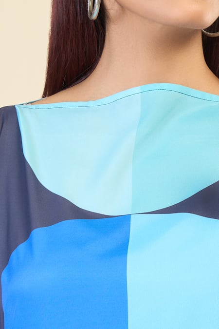 Naintara Bajaj Multi Color Silk, Crepe Boat Neck Pop Out Print Kaftan at Aza Fashions Naintara Bajaj_Multi Color Silk, Crepe Boat Neck Pop Out Print Kaftan _at_Aza_Fashions