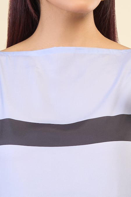 Buy_Naintara Bajaj_Sky Blue Silk, Crepe Boat Neck Ocean Breeze Kaftan 