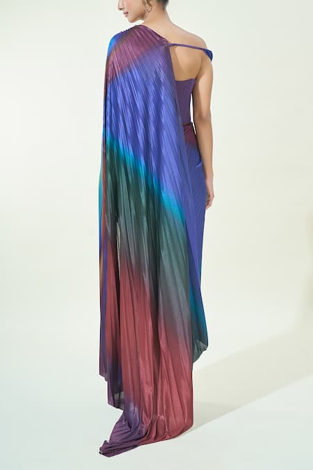 Amit Aggarwal Metallic Cutdana Embellished Saree Gown 