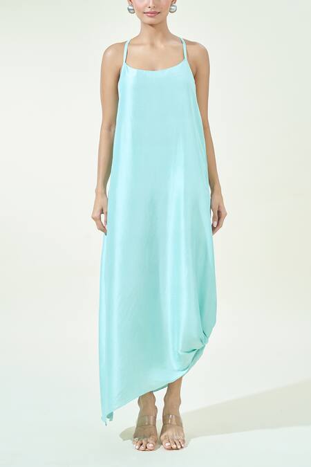 Buy Anamika Khanna Blue Net Embroidery, Sequins V-neck Embellished Yoke Kaftan Online at Aza Fashions Buy_Anamika Khanna_Blue Net Embroidery, Sequins V-neck Embellished Yoke Kaftan_Online_at_Aza_Fashions