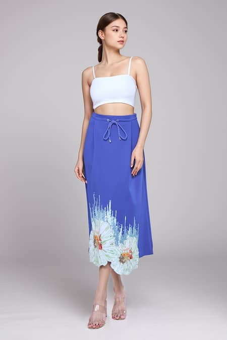 Rahul Mishra Floral Embroidered Midi Skirt 