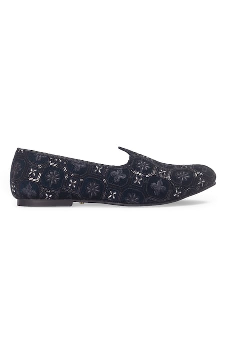 Domani_Blue Joghpuri Embroidered Juttis _Online_at_Aza_Fashions