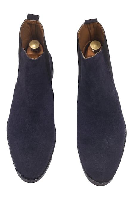Shop Domani Blue Plain Chelsea Boots at Aza Fashions Shop_Domani_Blue Plain Chelsea Boots _at_Aza_Fashions